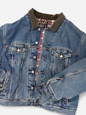 Vintage Big Rock Canyon Rugged Wear Denim Jacket 2XL Corduroy Collar